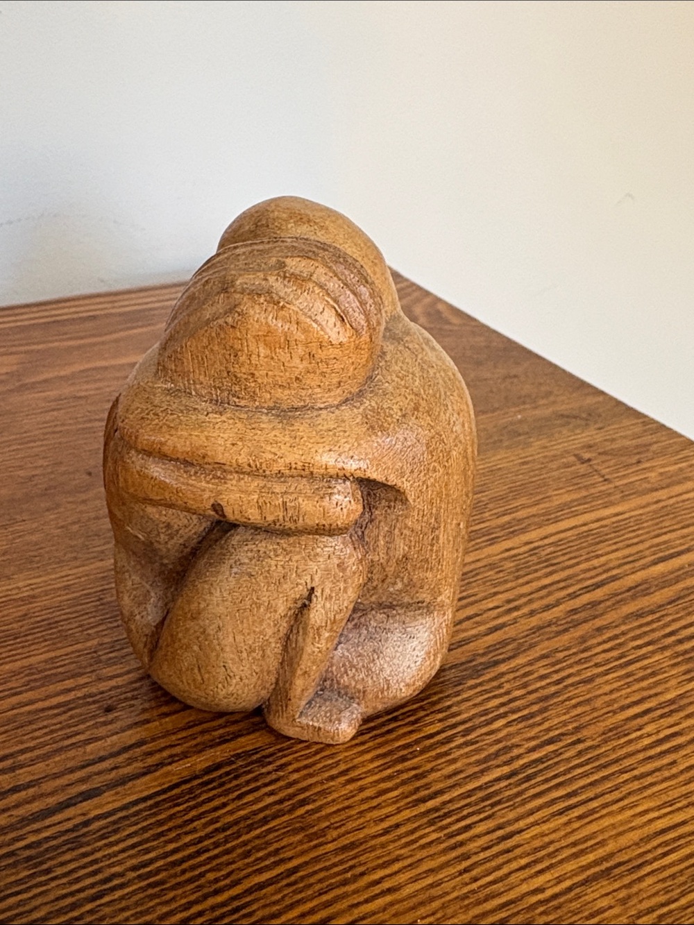 Carved Wooden Figurine “The Hug “ Warm Brown Home Art Sculpture